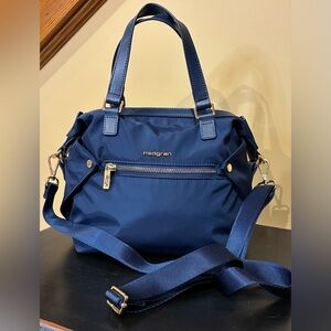 Hedgren Prisma Spectral Handbag Crossbody Double Top Handles Dress Blue  NWOT